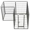 Dog Playpen 8 Panels Steel 31.5"x39.4" Black