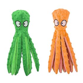 2Pcs Squeaky Dog Toys No Stuffing Crinkle Plush Octopus Dog Teething Toy Interactive Dog Toy Dog Training Toy For Puppy Small Medium Large Dog (Color: Green_Orange)